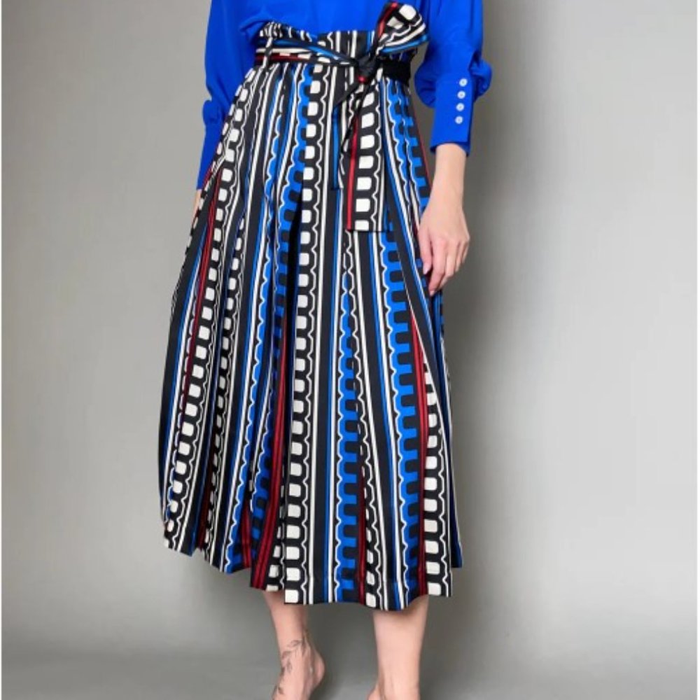 Max Mara - MARELLA ABSTRACT PATTERN WIDE LEG CROPPED Gorgeous PANTS-Size 8-BNWT - Picture 10 of 17